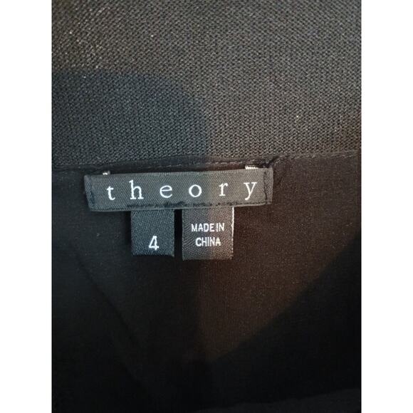 Theory Skirt Womens 4 Black Helika Silk Blend Stretch Pleated Minimalist Mini - Picture 5 of 7